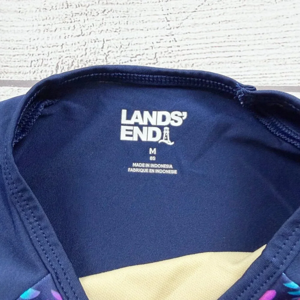 Lands End Colorful Raglan Swim Shirt Rashguard - Picture 3 of 4